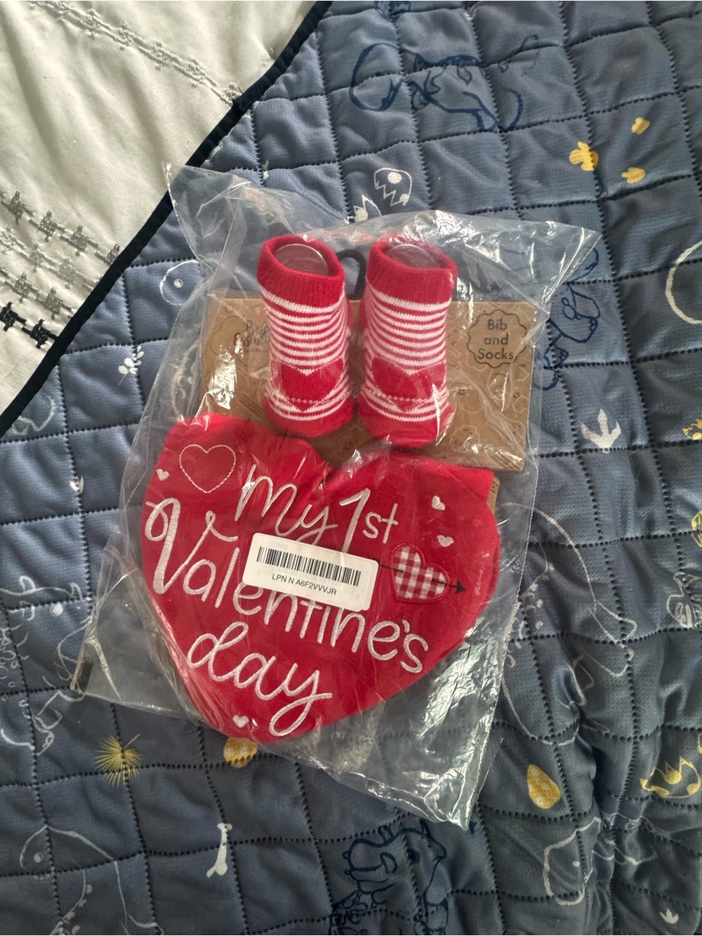 My first valetines Red Baby Bib and Striped Socks Set